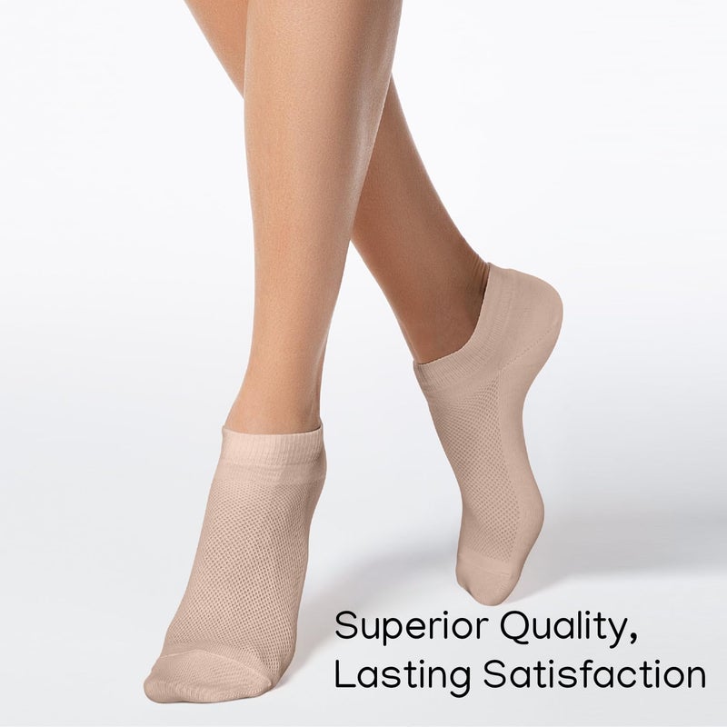 Duna Ankle Socks for Womens, Ultra Thin Breathable Cotton Sport Socks for Women, Athletic Low Cut No Show - 4 Pairs, Beige - Image 4